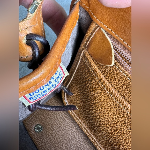 Vintage Dooney & Bourke Bag Purse Brown Tan All Weather Leather Boston Satchel - Picture 6 of 14